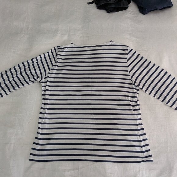 Saint James Navy and White Breton Striped Top, Size US 12, 3/4 sleeves - Picture 5 of 10